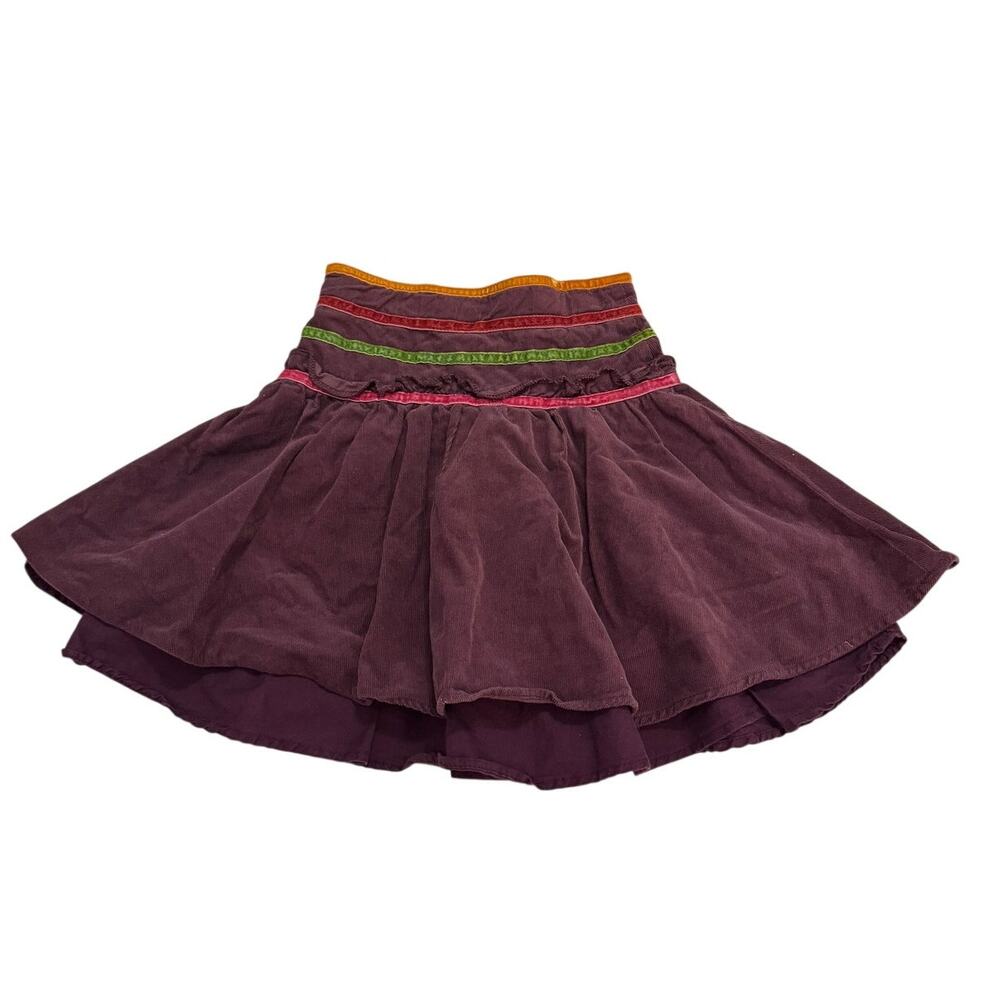 Deux Par Deux Girls Purple Corduroy Ruffle Skirt Cotton Layered Size 4
